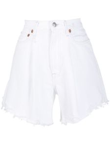 R13 short en jean à bords francs - Blanc