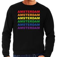 Regenboog Amsterdam gay pride zwarte sweater voor heren - thumbnail