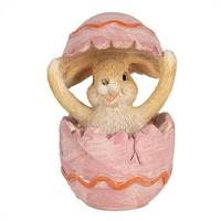 Clayre & Eef Beeld Konijn 8 cm Bruin Roze Polyresin Paasdecoratie