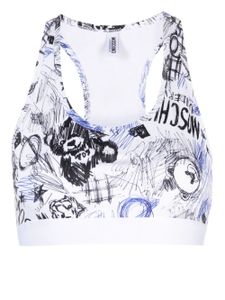 Moschino soutien-gorge stretch à imprimé graphique - Blanc