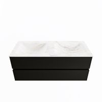 MONDIAZ VICA-DLUX 120cm badmeubel onderkast Urban 2 lades. Inbouw wastafel CLOUD dubbel zonder kraangat, kleur Ostra.