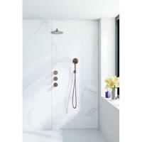 Fortifura Nebbio Regendoucheset - inbouwkraan - inbouwdeel - wandaansluitbocht - doucheslang glad - ronde handdouche - 35cm wandarm - 30cm hoofddouche - geborsteld koper PVD (koper) SW1183069 SW1183082 SW970045 SW799407 SW970047 SW9