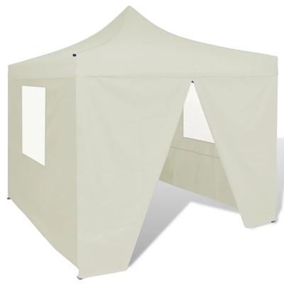 Vouwtent met 4 zijwanden 3x3 m creme