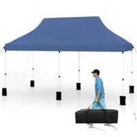 300 x 600 cm Groot Pop-up Overkapping Tent Opvouwbaar Evenemententent met Draagtas Blauw