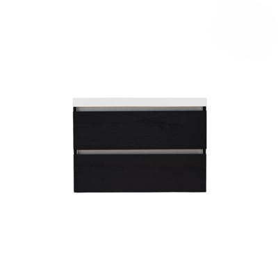 Onderkast Sanilux Trendline Met Greeplijst Aluminium 80x47x52 cm Black Oak Sanilux