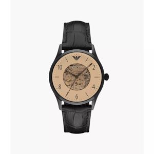 Emporio Armani automatisch beige wijzerplaat heren lederen horloge AR1923