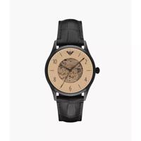 Emporio Armani automatisch beige wijzerplaat heren lederen horloge AR1923