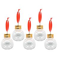 Kerstballen - vulbaar - voor likeur/drank/vloeistof - 6x st - 50 ml - kunststof - 6 cm