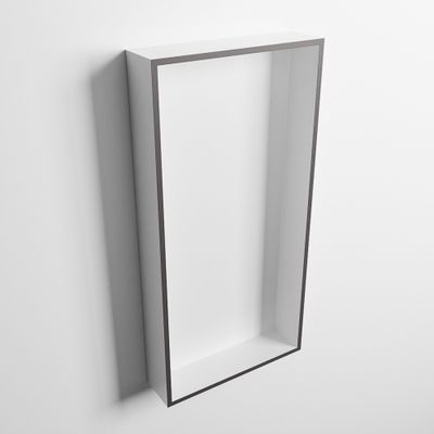 MONDIAZ EASY Nis 59,5x29,5cm in solid surface kleur DarkGrey | Talc. 1 vak geschikt voor in- of opbouw