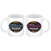 Superblij met een Mama en Papa mok - Cadeau beker set voor Papa en Mama