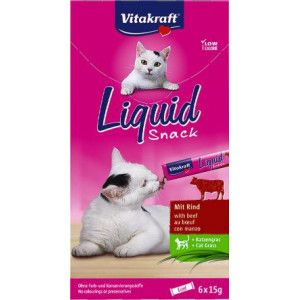 Vitakraft Liquid Snacks met rund kattensnack (6 x 15g) 3 verpakkingen