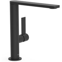 Wastafelkraan Tres Project | Opbouw | Draaibare uitloop | Mengkraan | Hoog model | 1-hendel | Rond | Zwart mat