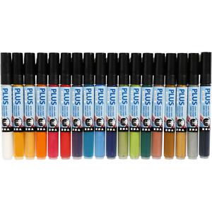 Creativ Company 39893 markeerstift 18 stuk(s) Beige, Zwart, Blauw, Bruin, Fuchsia, Goud, Groen, Grijs, Lila, Marineblauw , Oranje, Roze, Rood, Turkoois, Wit, Geel