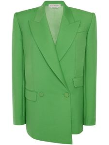 Alexander McQueen blazer croisée à ourlet asymétrique - Vert