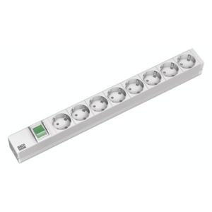 Bachmann 333.400 19 inch Stekkerdoos voor patchkast 1 HE Geaarde contactdoos Lichtgrijs