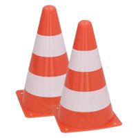 Sport/veiligheids pionnen - 4x stuks - oranje/wit - kunststof - 13 x 23 cm - spelen/training/afzette