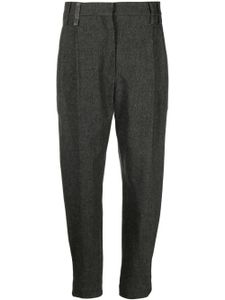 Brunello Cucinelli pantalon fuselé à ornements métallisés - Gris