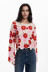 Multicolor gehaakte top - WHITE - M