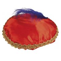 Pieten baret - rood - met veer - kinderen - pietenmuts - polyester - pietenbaret