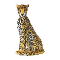 Beeld luipaard - zwart/oranje - 22x13.5x12 cm Beeld luipaard - zwart/oranje - 22x13.5x12 cm