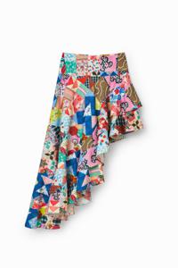 Asymmetrische rok met patchwork Johnson Hartig - MATERIAL FINISHES - M