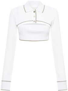 Dion Lee haut crop en coton à col polo - Blanc
