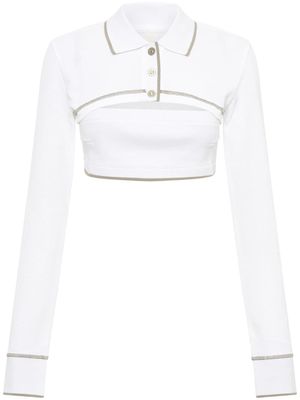Dion Lee haut crop en coton à col polo - Blanc