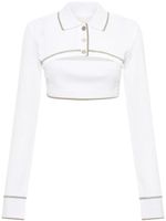 Dion Lee haut crop en coton à col polo - Blanc