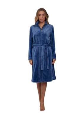 Pastunette damesbadjas blauw met rits - fleecestof-(40-42) M