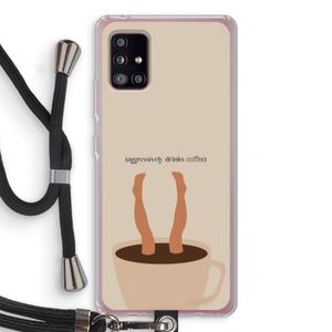 Aggressively drinks coffee: Samsung Galaxy A51 5G Transparant Hoesje met koord