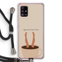 Aggressively drinks coffee: Samsung Galaxy A51 5G Transparant Hoesje met koord