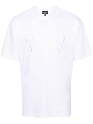 Giorgio Armani t-shirt en coton à logo brodé - Blanc