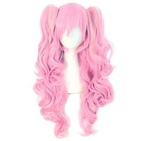 paardenstaart pruik roze pruik cosplay pruik synthetische pruik krullend body wave asymmetrische pruik lang roze synthetisch haar 30 inch vrouwen roze halloween pruik Lightinthebox