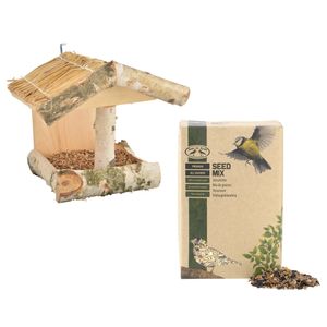 Vogelhuisje/voederhuisje hout 25 cm inclusief vogelvoer