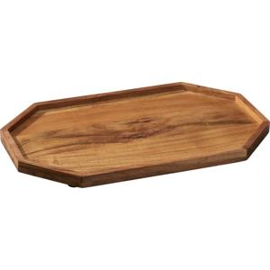 Kaarsenbord/decoratie dienblad - mangohout - 40 x 25 x 2 cm - achthoek - serveerschaal