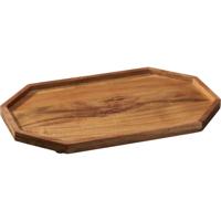 Kaarsenbord/decoratie dienblad - mangohout - 40 x 25 x 2 cm - achthoek - serveerschaal