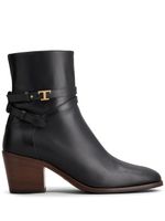 Tod's bottines en cuir à plaque logo - Noir