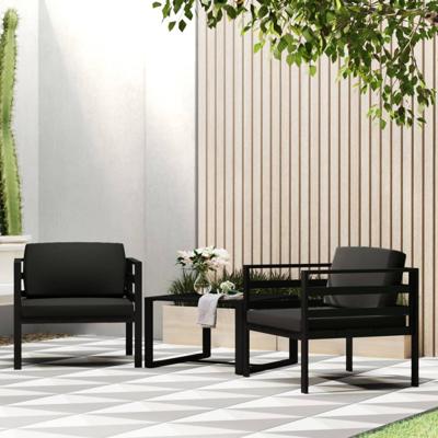Eenzitsbanken 2 st met kussens aluminium antracietkleurig
