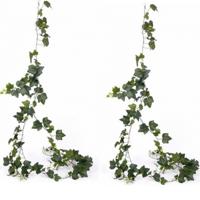 Kunstplant Hedera klimop - 2x - 205 cm - voor binnen - groene kunstplanten decoraties