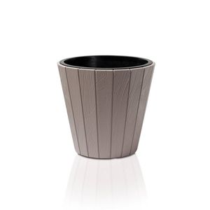 Prosperplast Plantenpot/bloempot Wood Style - buiten/binnen - kunststof - beige - D40 x H37 cm - Plantenpotten