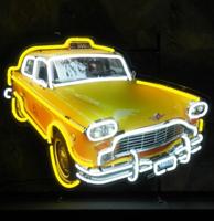 Yellow New York Taxi Cab Neon Verlichting Met Achterplaat 78 x 60 cm SUPERDEAL