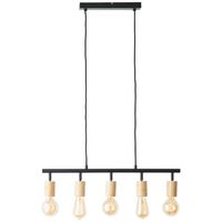 Brilliant 5-lichts hanglamp Tiffany zwart met hout 99684/76