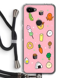 Happy bento friends: Pixel 3a Transparant Hoesje met koord