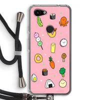 Happy bento friends: Pixel 3a Transparant Hoesje met koord