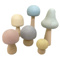 Papoose Toys Papoose Toys Pastel Wood Mushrooms/6pc