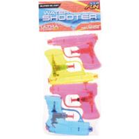 Mini Waterpistool/waterpistolen - 4x stuks - 11 cm - mix kleuren - kunststof