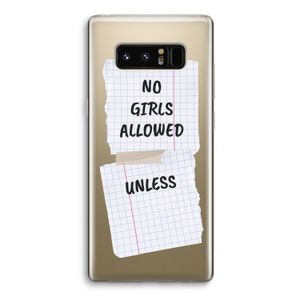 No Girls Allowed Unless: Samsung Galaxy Note 8 Transparant Hoesje