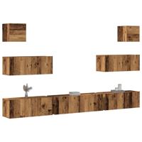 7-delig Tv-meubelset wandmontage bewerkt hout oud houtkleurig