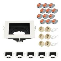 Set van 6 Altos LED Inbouwspots - Kantelbaar armatuur - 10x10 cm - Vierkant - GU10 Fitting incl. lamphouder - IP20 voor binnen - Wit