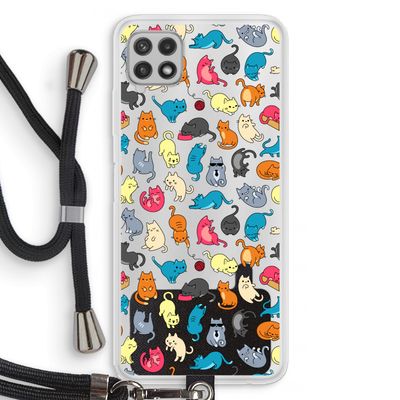 Kleurrijke katten: Samsung Galaxy A22 4G Transparant Hoesje met koord